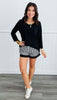 Black Gingham Lace-Trimmed Shorts (Reg.)