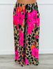 Cheetah Floral Drawstring Palazzo Pants (One Size)