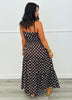 Brown/White Polka Dot Tiered Midi Dress (Reg.)