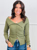 Olive Button Down LS Top (Reg.)