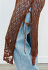 Brown Lace Side Slit Longline Top (Reg.)