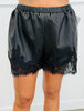 Black Faux Leather Lace Trim Shorts (Reg.)