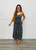 Navy Strapless Stripe Wide Leg Jumpsuit (Reg.)