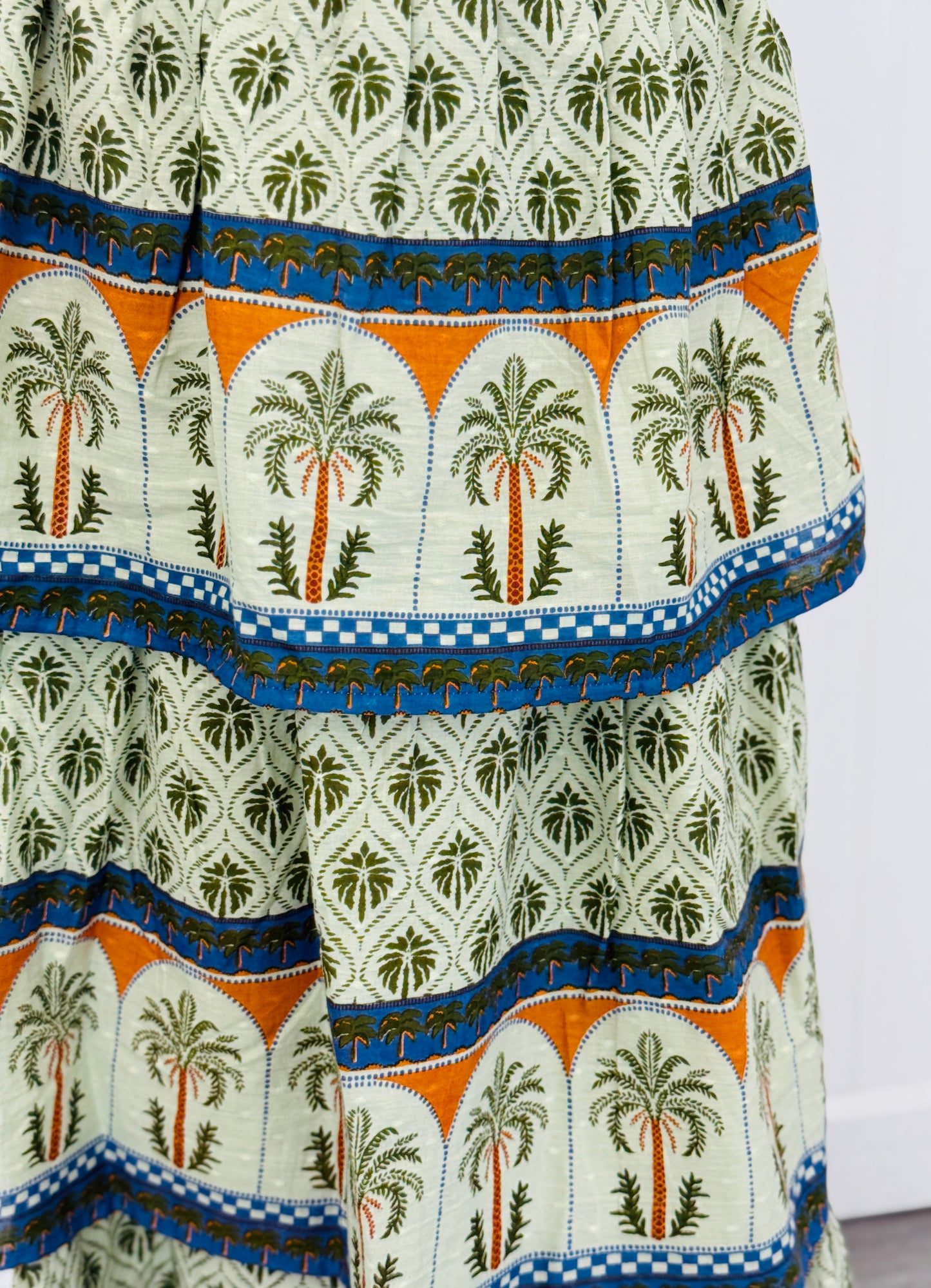 POL Sage Multi Palm & Border Print Maxi Skirt (Reg.)