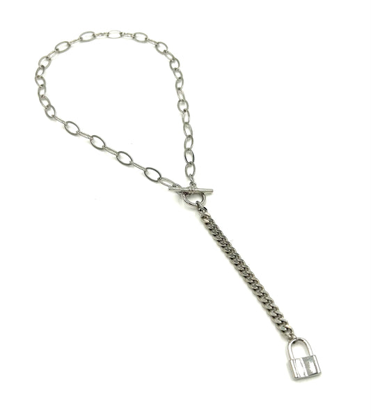 O Chain Lock Necklace - Silver