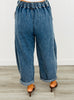 Washed Denim Drawstring Barrel Pants (Reg & Plus)