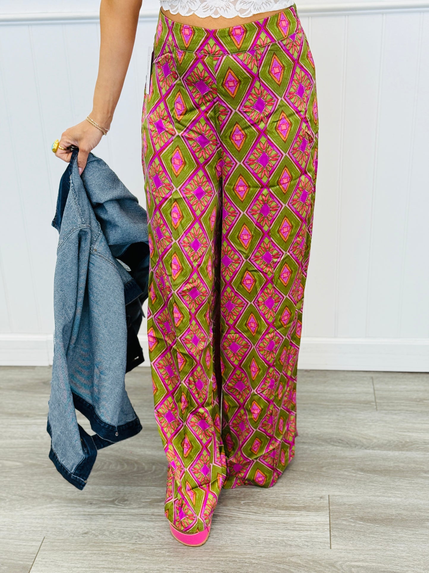 Olive Abstract Print Pants (Reg.)