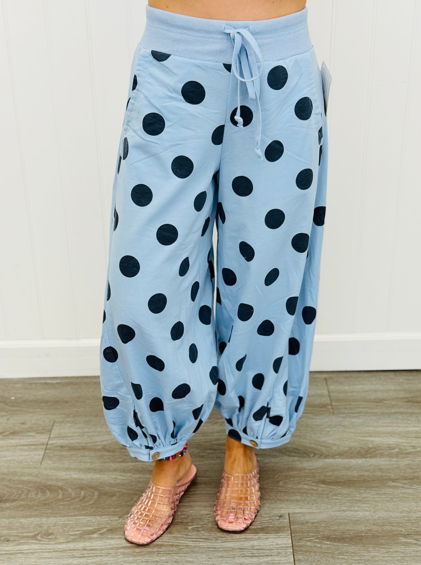 Lt Blue/Navy Polka Dot Balloon Pants (Reg. and Plus)