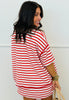 Striped Contrast Trim Boxy Top (Reg. and Plus) - 5 Colors