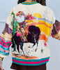 Queen Of Sparkles Multi Vintage Cowboy Santa Sweatshirt (Reg. and Plus)