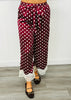 Burgundy/Cream Silk Satin Polka Dot Pants (Reg & Plus)