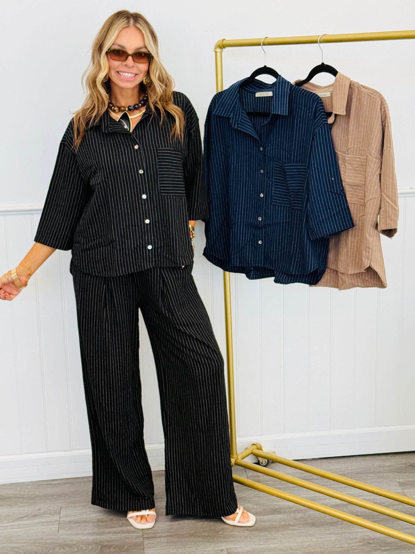 Striped High Low Button Up Shirt (Reg. and Plus) - 3 Colors