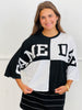 Black/White Game Day Color Block Top (Reg. and Plus)