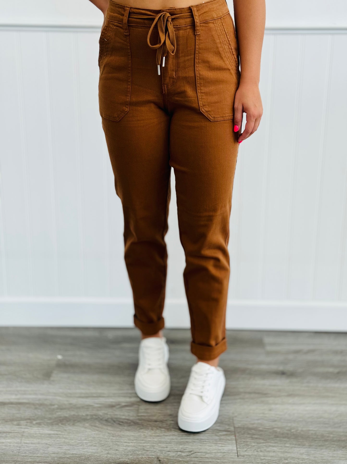 Judy Blue Captivating Camel Cuffed Joggers (Reg. and Plus)