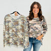 Camo Print Split Hem Pullover Top (Reg.) - 2 Colors