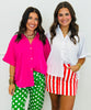 Pearl Buttons V-Neck Blouse (Reg.) - 2 Colors