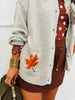 Grey Fall Leaf Graphic Sweater Cardigan (Reg.)
