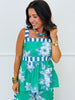 Floral Breeze Contrast Stripe Top (Reg.) - 2 Colors
