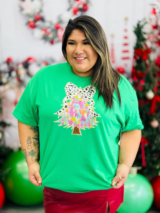 Watercolor Christmas Coquette Tree Tee (Reg. and Plus)