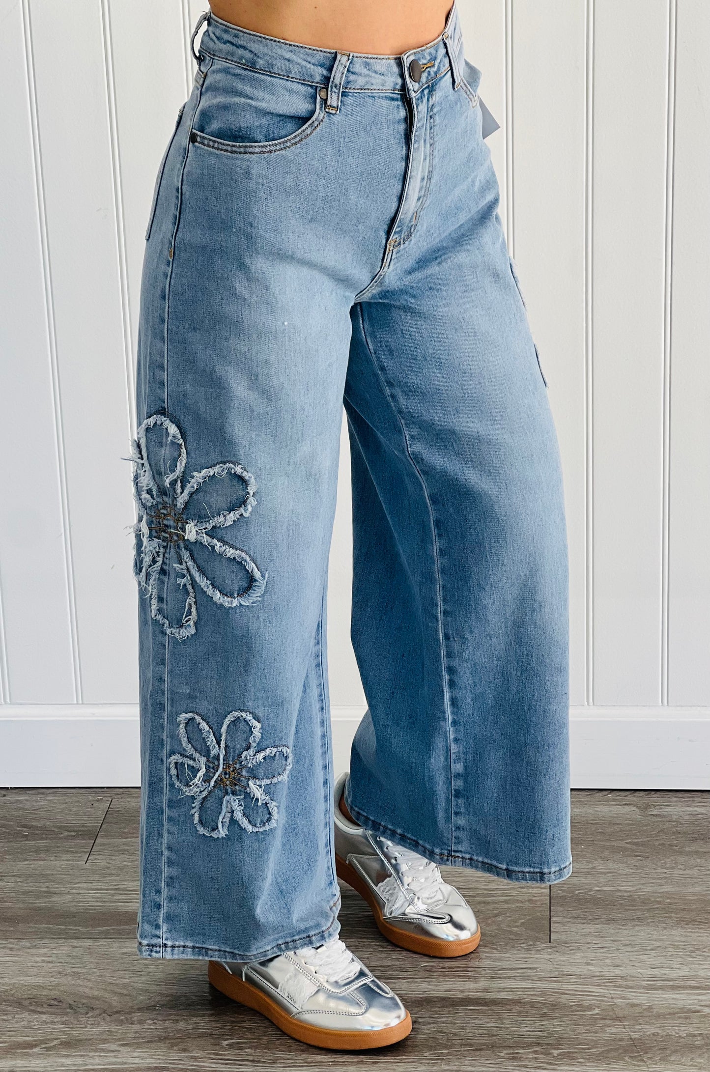 Washed Denim Flower Power Pants (Reg.)