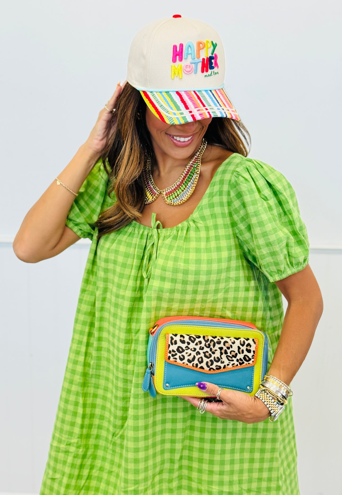 Lime/Green Gingham Mini Dress (Reg.)