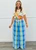 Blue Multi Plaid Palazzo Pants (One Size)