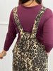 Acid Washed Leopard Printed Denim Jumpsuit (Reg & Plus)