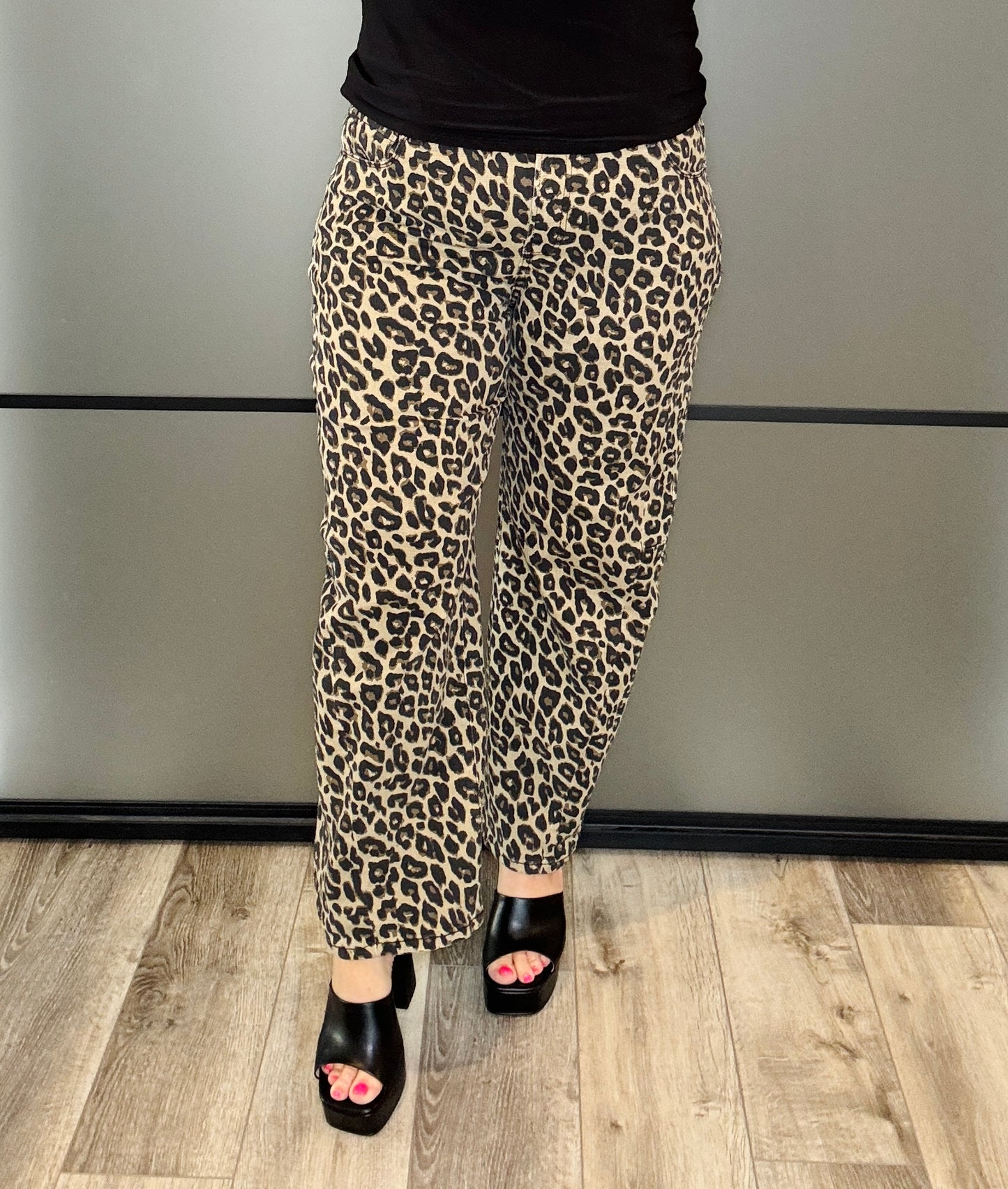 WR x Risen Leopard Love Barrel Jeans (Reg & Plus)