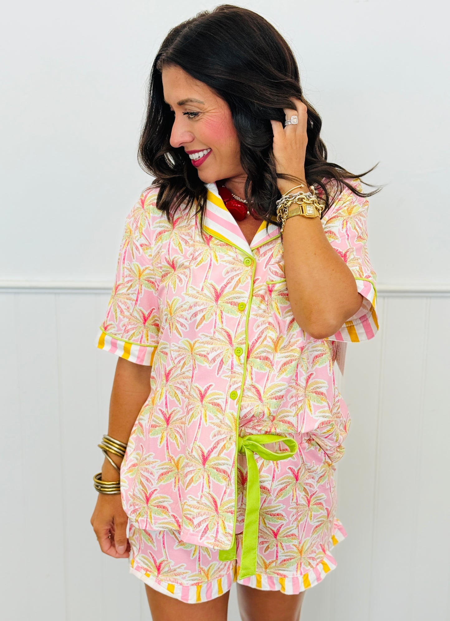 Tropical Glow Ruffle Pajama Set (Reg. and Plus)