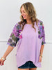 Lavender Sequined Floral Mesh Sleeve Top (Reg & Plus)-2 Colors