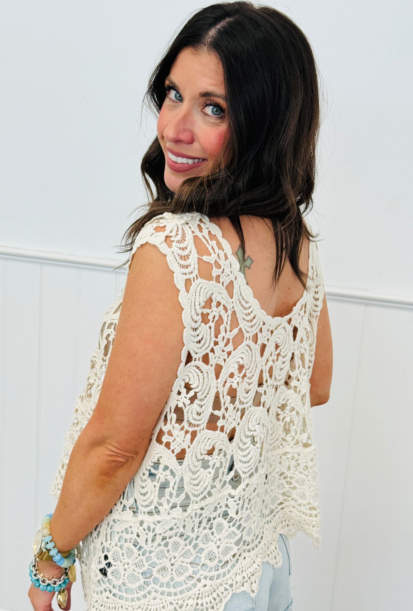 POL Delicate Open Lace Tank Top (One Size)-2 Colors