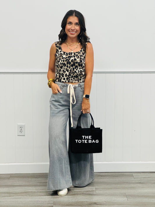 Washed Denim Wide Leg Wonder Pants (Reg & Plus)