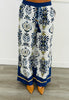 White/Navy Medallion Print Pants (Reg & Plus)