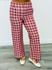 Pink/Brown Gingham Wide Leg Pants (Reg.)
