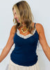 Lace Trim Slub Knit Cami Top (Reg.) - 4 Colors