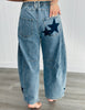 Star Print Denim Barrel Jeans (Reg)