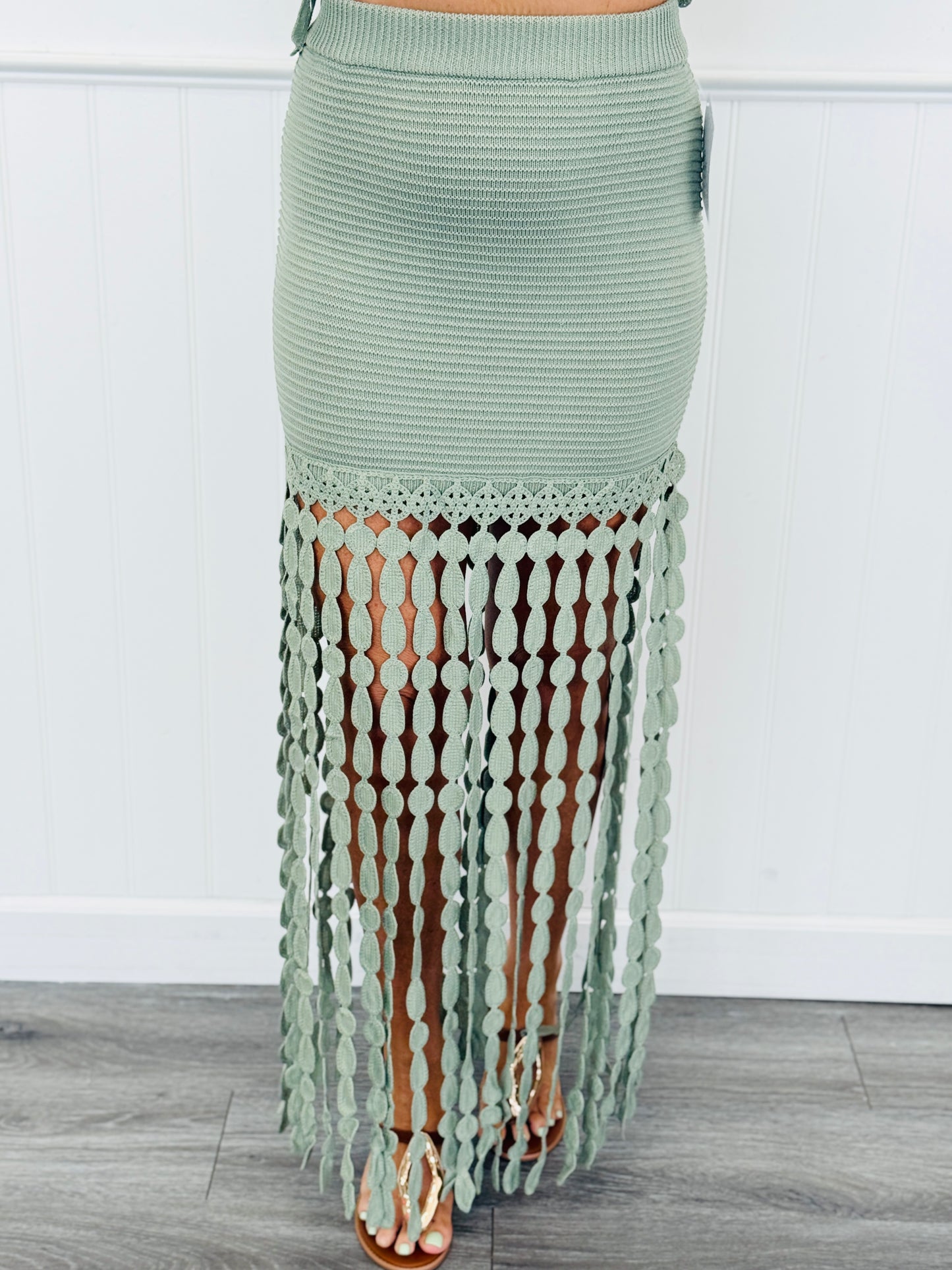 Knit Fringe Hem Detail Mini Skirt (Reg.) - 2 Colors