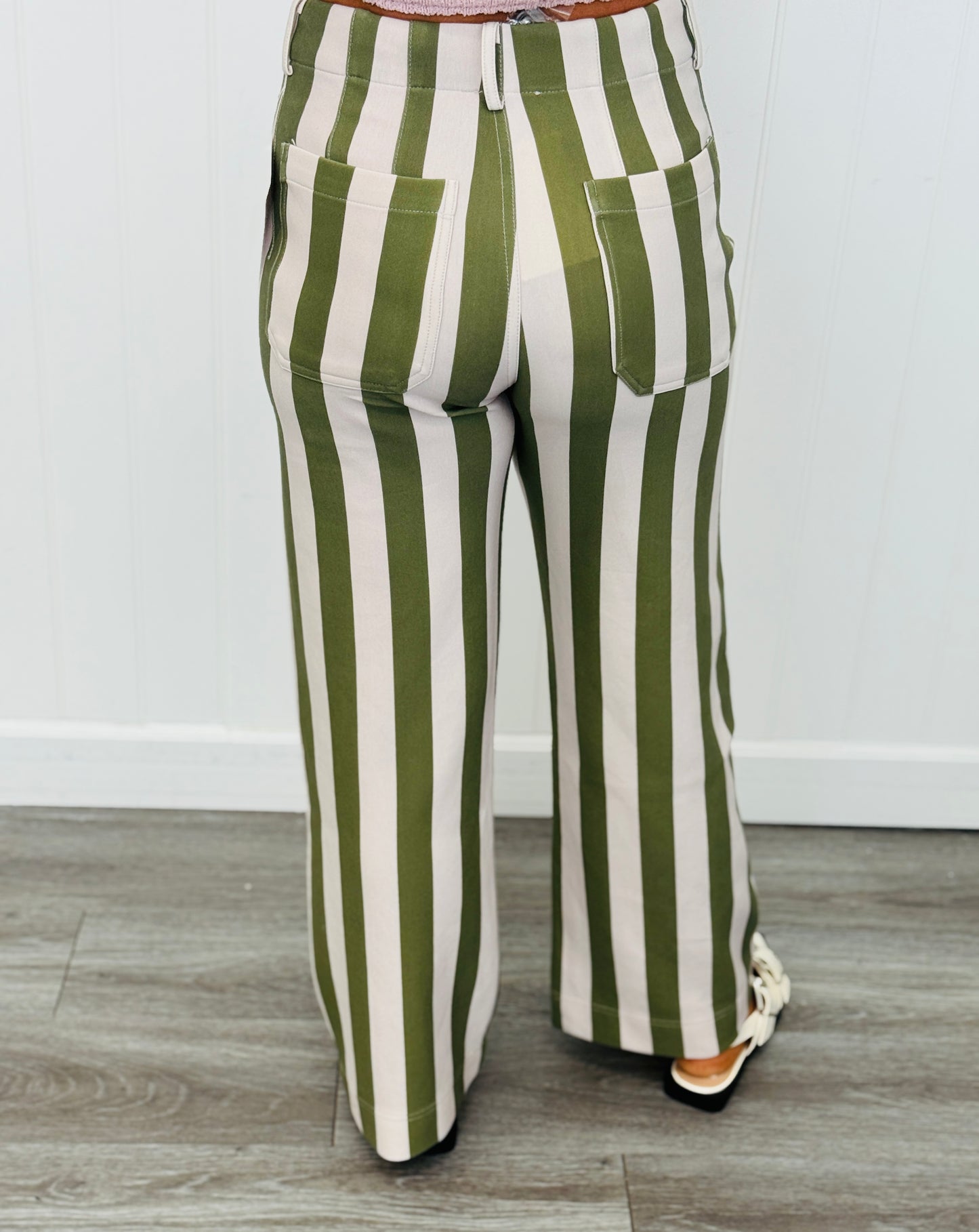 Olive Bold Stripe Ankle Pants Remix (Reg.)