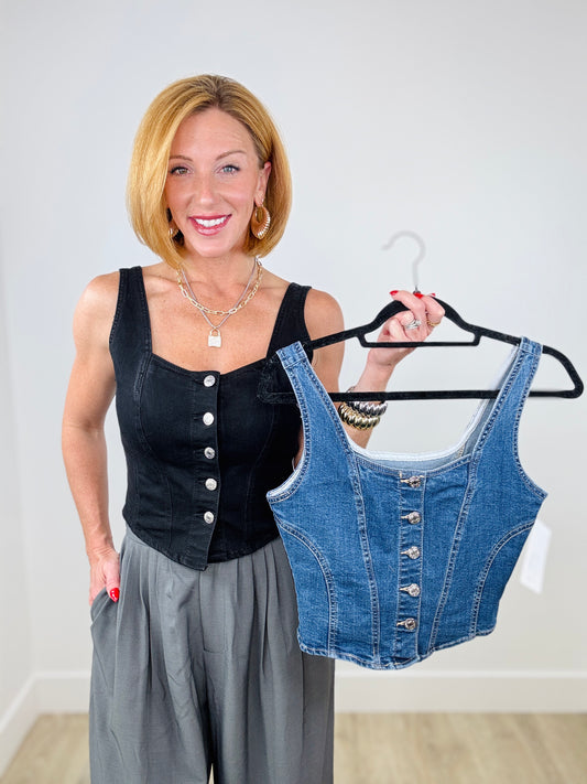 Sweetheart Denim Vest Top (Reg.)-2 Colors