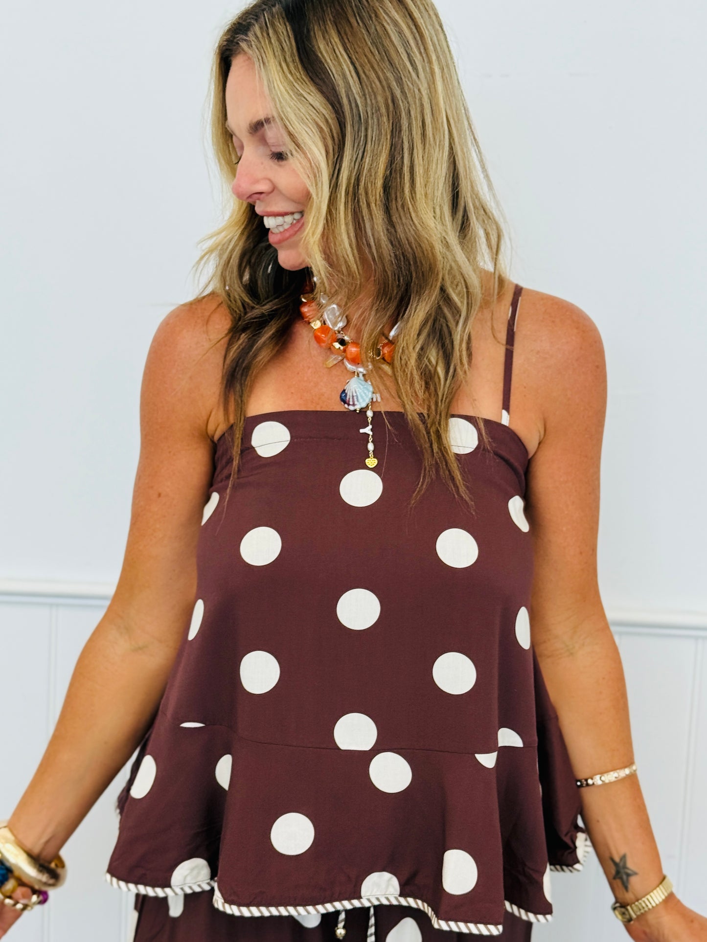 Polka Dot Strappy Cami Top (Reg.) - 2 Colors