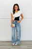 White/Black Mesh & Knit Color Block Top (Reg.)