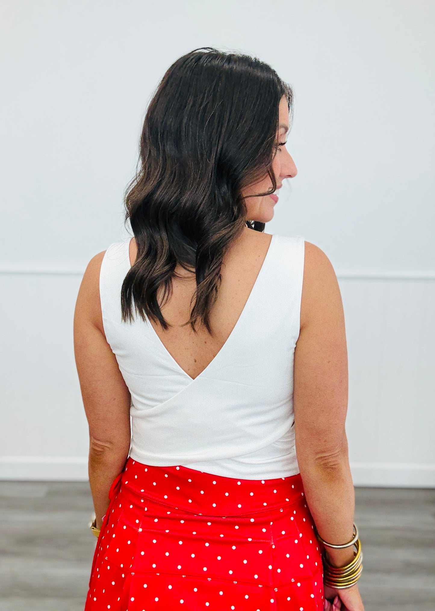 White Square Neck Top (Reg. and Plus)