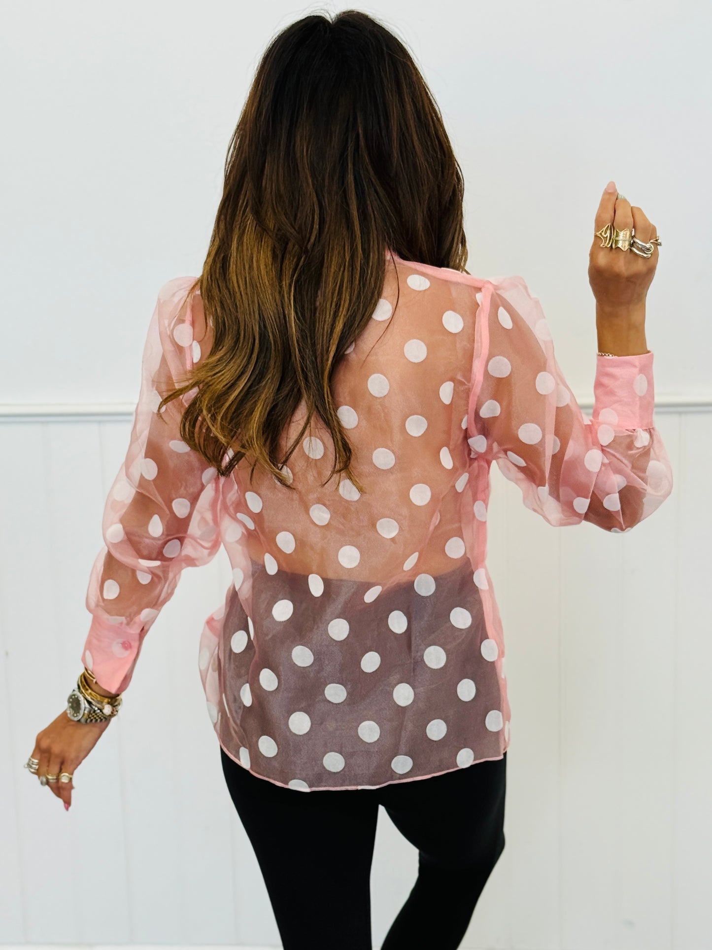 Polka Dot Bliss Organza Blouse (Reg)-3 Colors