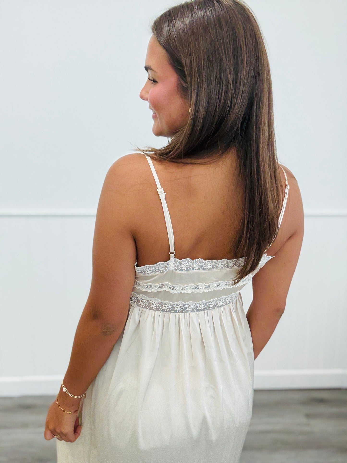 Champagne Lace Trim Longline Cami Top (Reg.)