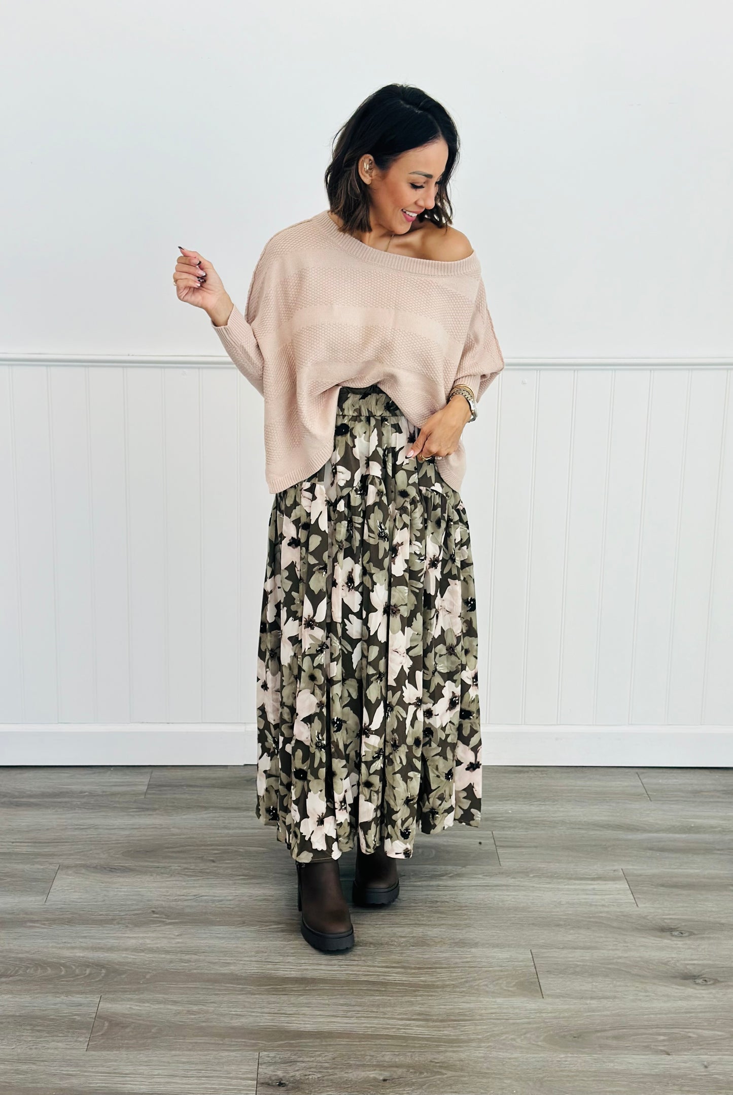 Earth Tones Floral Maxi Skirt (Reg)