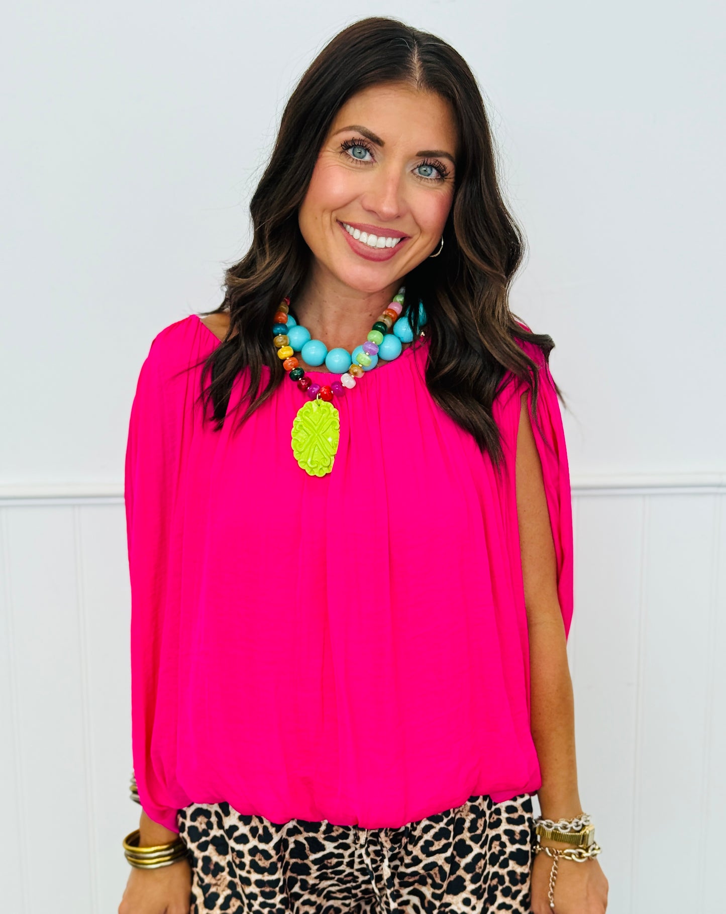 Grecian Drape Bubble Blouse (Reg.) - 7 Colors