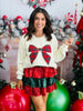 Christmas Plaid Bow Sweater Top (Reg & Plus)-2 Colors