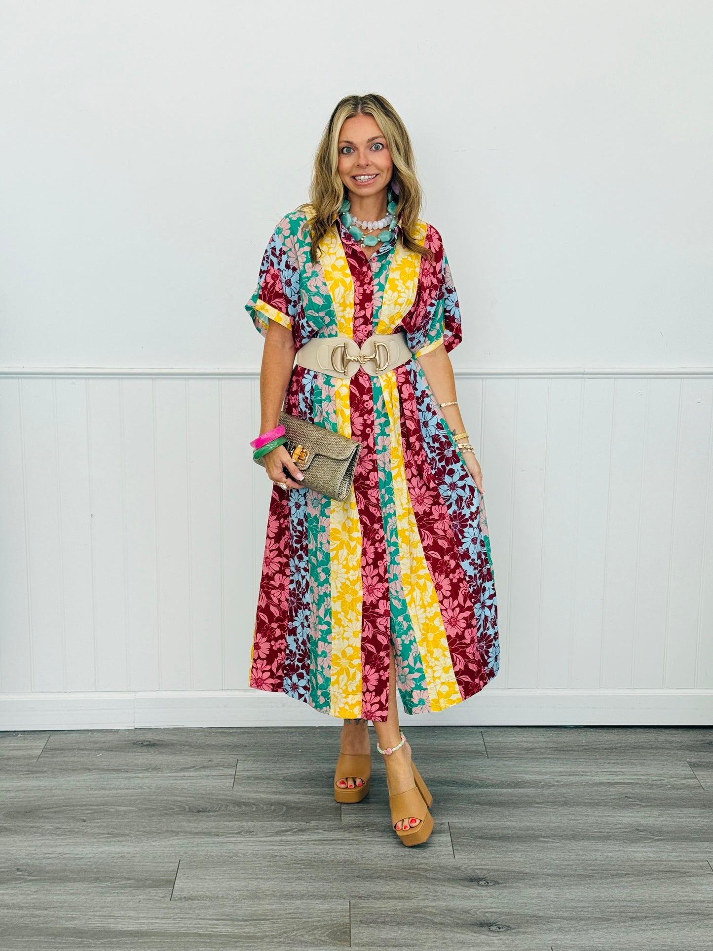 Mixed Floral Print Midi Dress (Reg. & Plus)