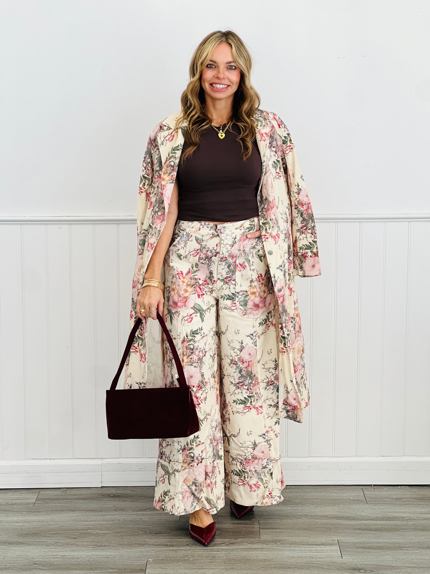 Cream Floral Duster Jacket (Reg & Plus)