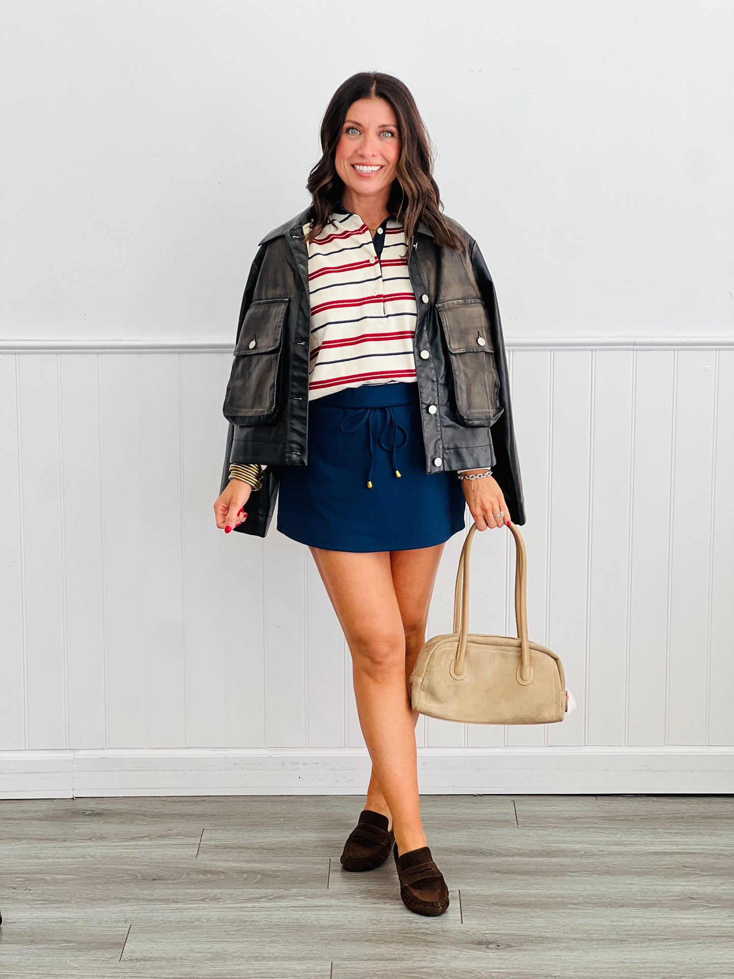 Washed Black Faux Leather Jacket (Reg & Plus)